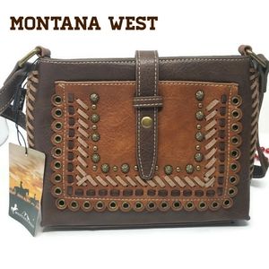 New - Montana West Studded Faux Leather Crossbody Bag